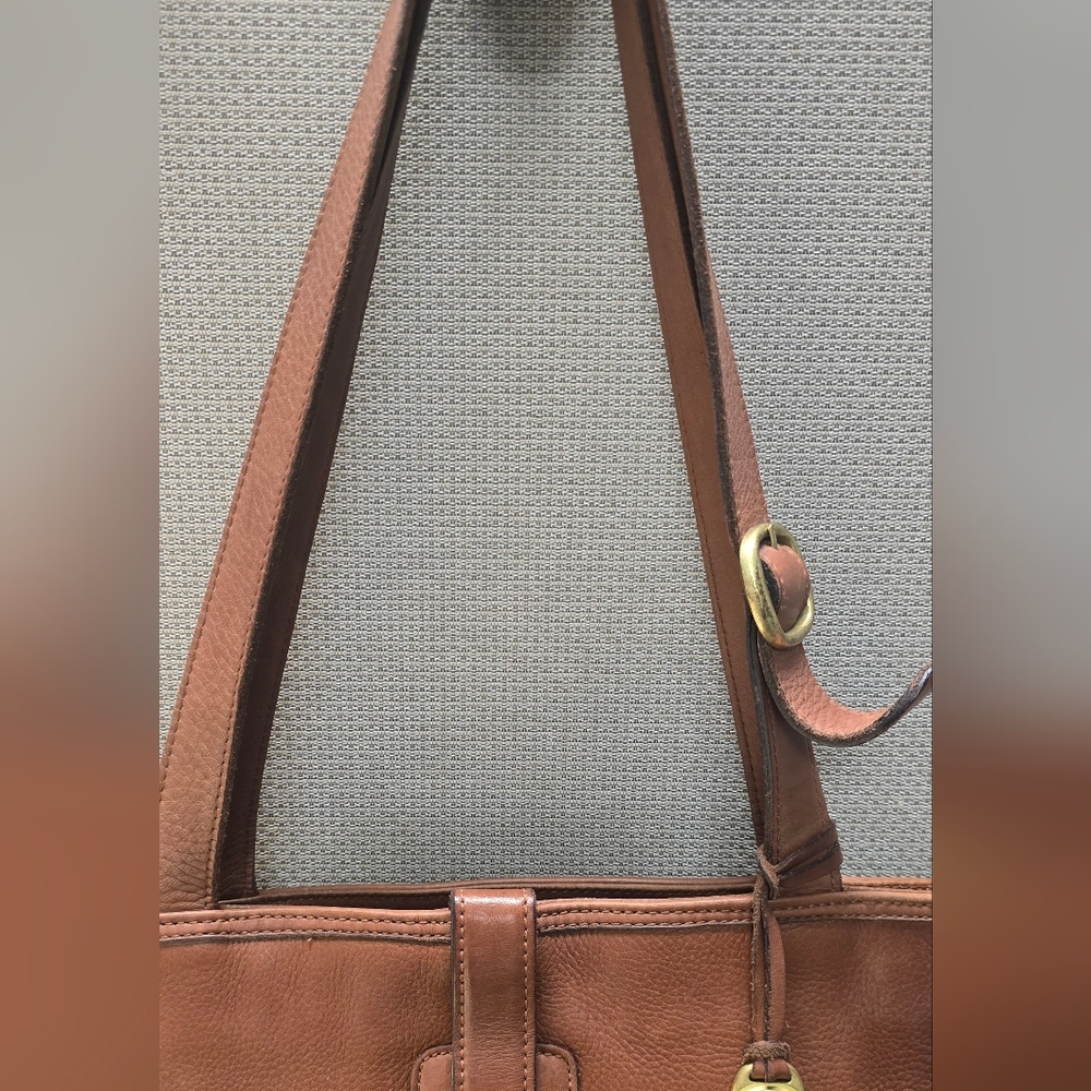 Liz Claiborne Vintage Brown Leather Tote Bag Messenger - Picture 10 of 16